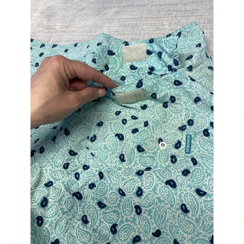 Bonobos Swim Trunks Mens 31 Blue Paisley Lined Drawstring Coastal Resort Wear